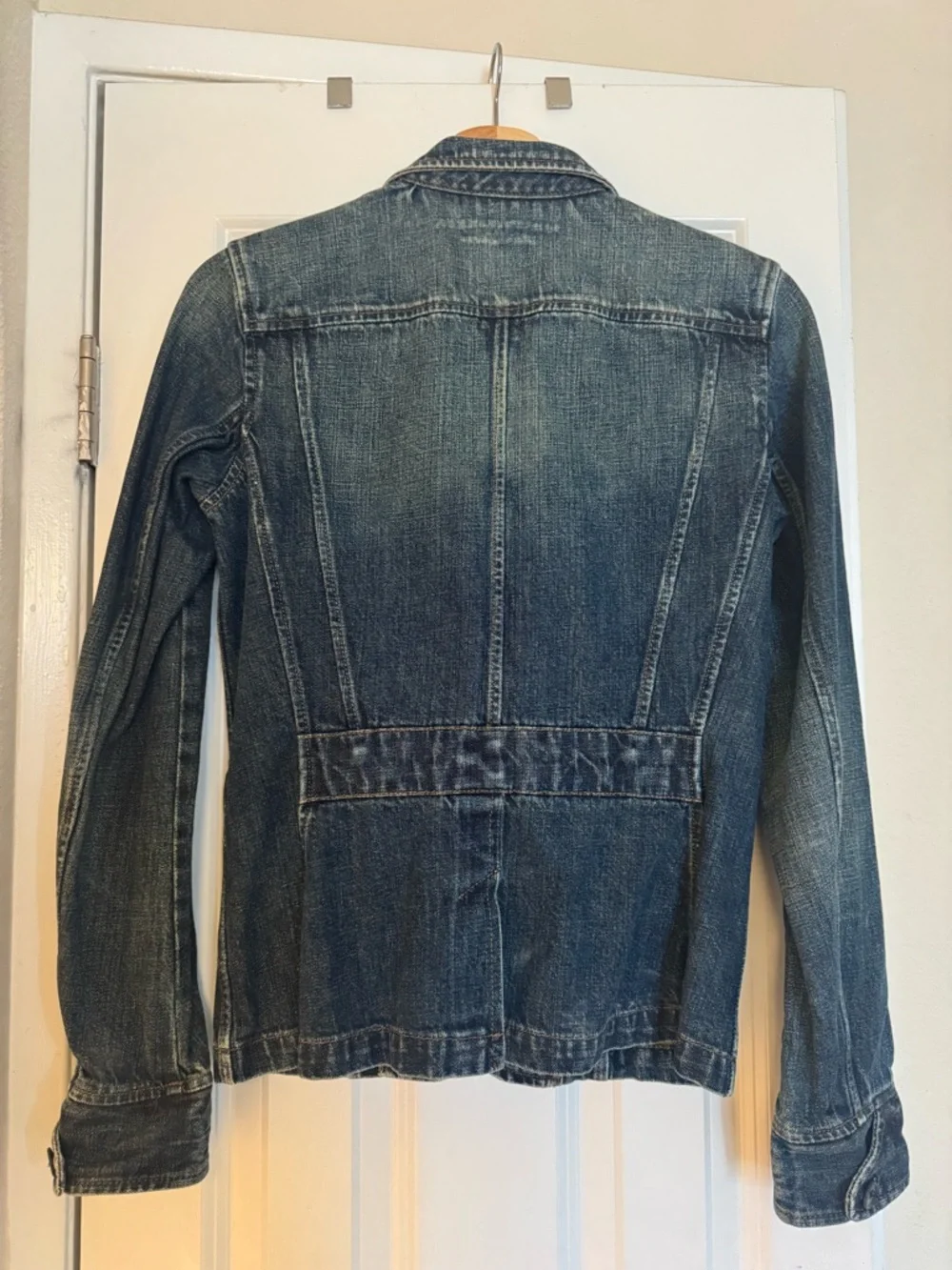 Ralph Lauren Denim Blazer Jacket with Brown Leather Patch - Women's Blue Jacket - Picture 2 of 6